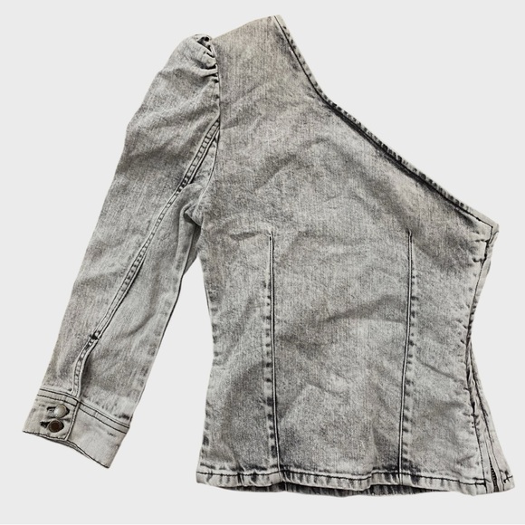 Retrofete Light Acid Wash One Sleeve Moira Top NWT Size XS - Picture 5 of 11